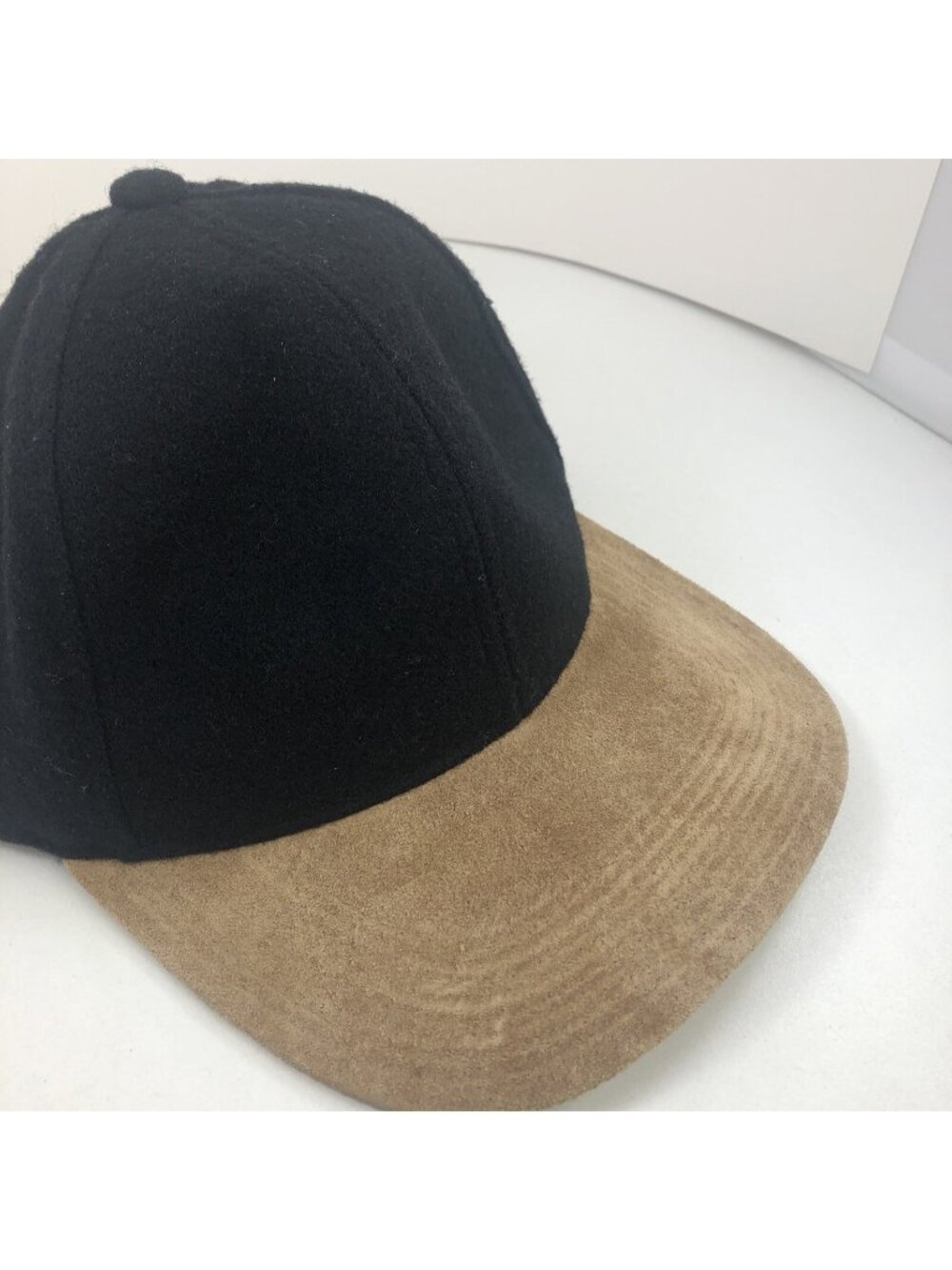 GROSSMAN 100% WOOL Cap Black with Leather Suede bill trucker hat adjustable